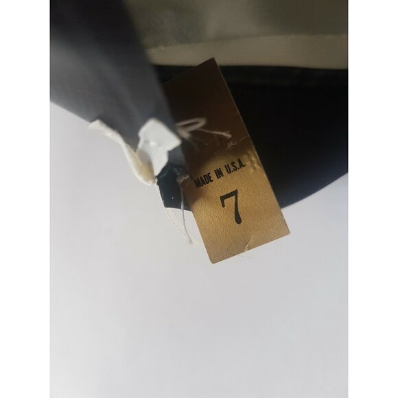 Vintage Robert Hall Hat Black Size 7 Genuine Fur Felt Hat Feather Made In USA - Picture 11 of 12